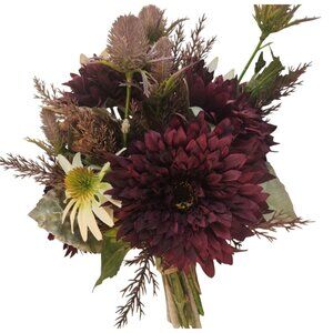 Purple and White Faux Flower Bouquet, Handtied Artificial Floral Arrangement, El